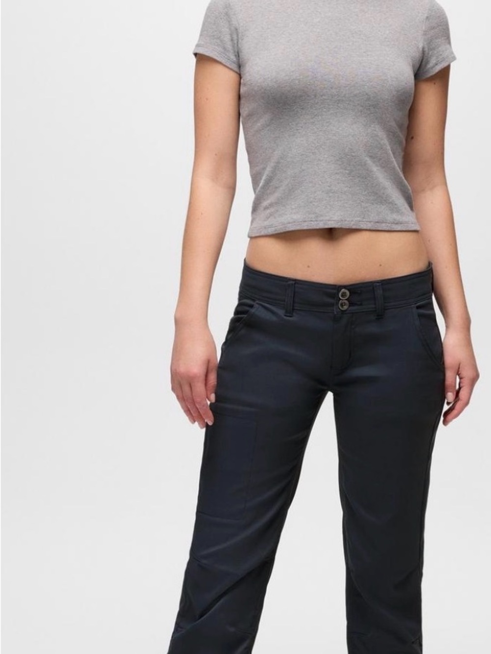 Prana black hiking casual pants, women’s Sz med, roll up leg, mid rise, wide leg
